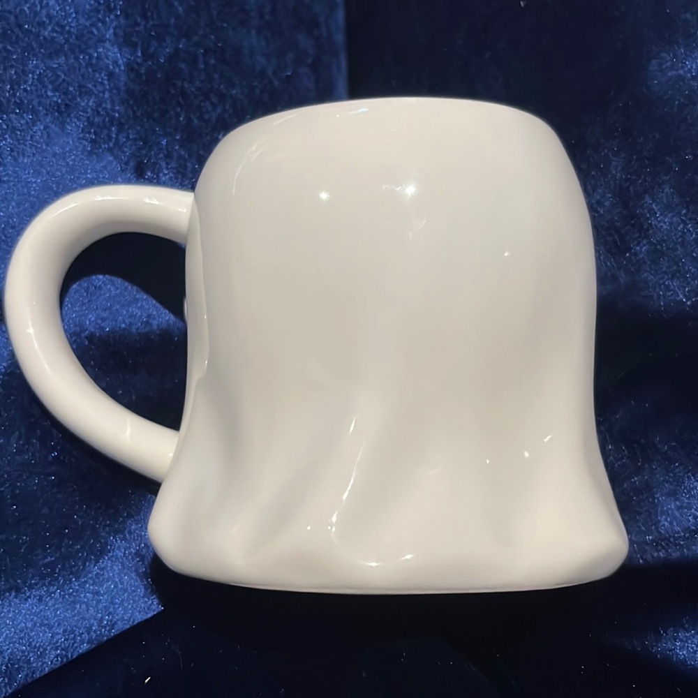 Halloween Stoneware White Ghost Mug with a Crooked Smile by Threshold 8 Oz. - Picture 3 of 8